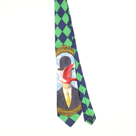 Front Front of Vintage 1990's René Magritte Geometric Patterned Tie