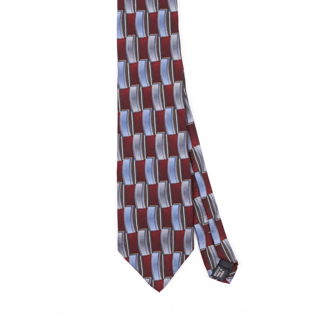Front Front Detail of Vintage 1990's Geometric Patterned Tie