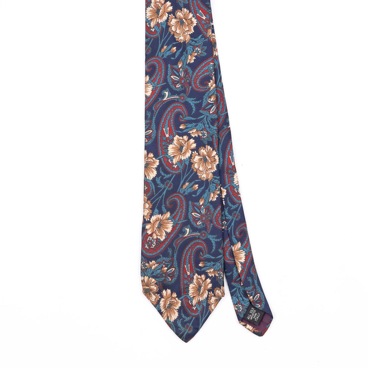 Front Front Detail of Vintage 1990's Floral Patterned Tie