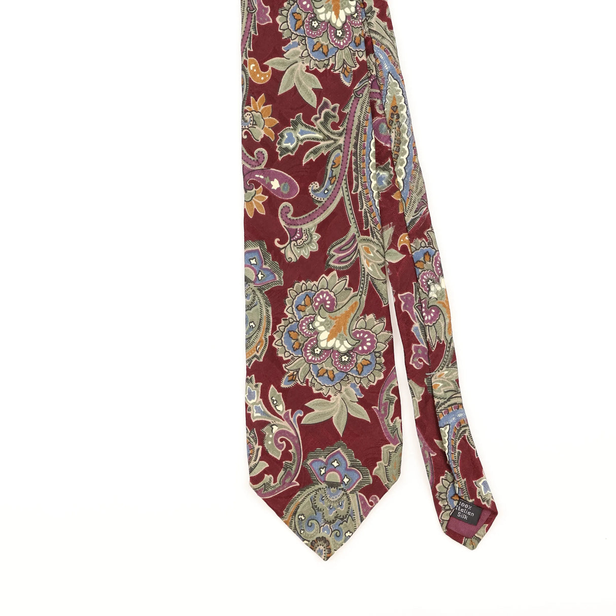 Front Detail of Vintage 1990's Henry Grethel Paisley Patterned Tie