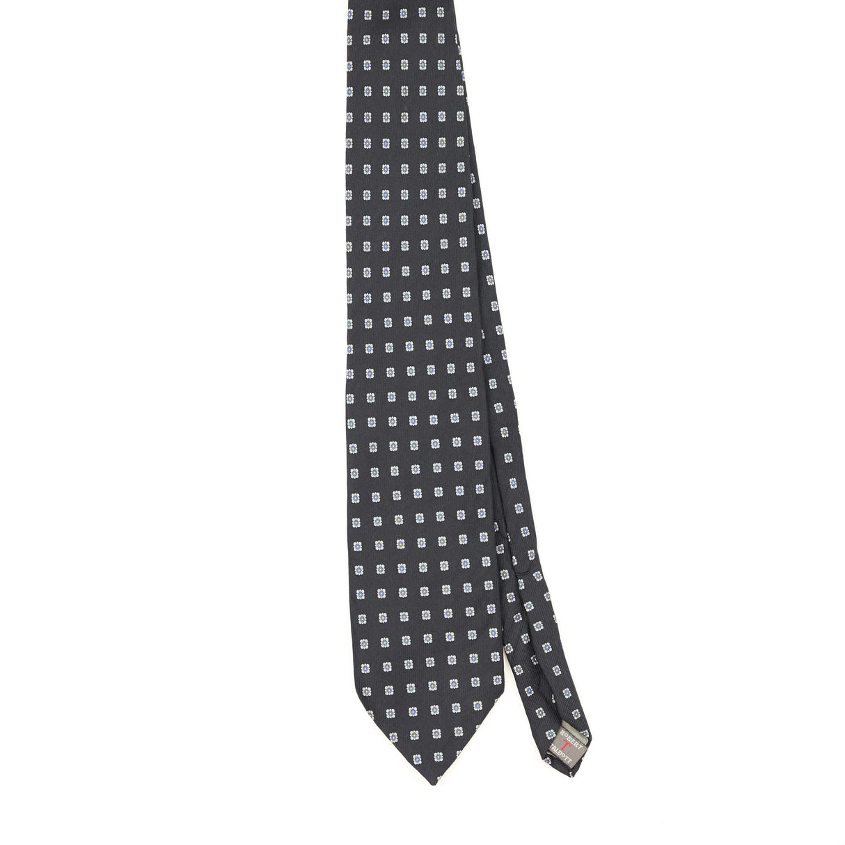 Front Front of Vintage 1990's Robert Talbott Flowers Geometric Patterned Tie