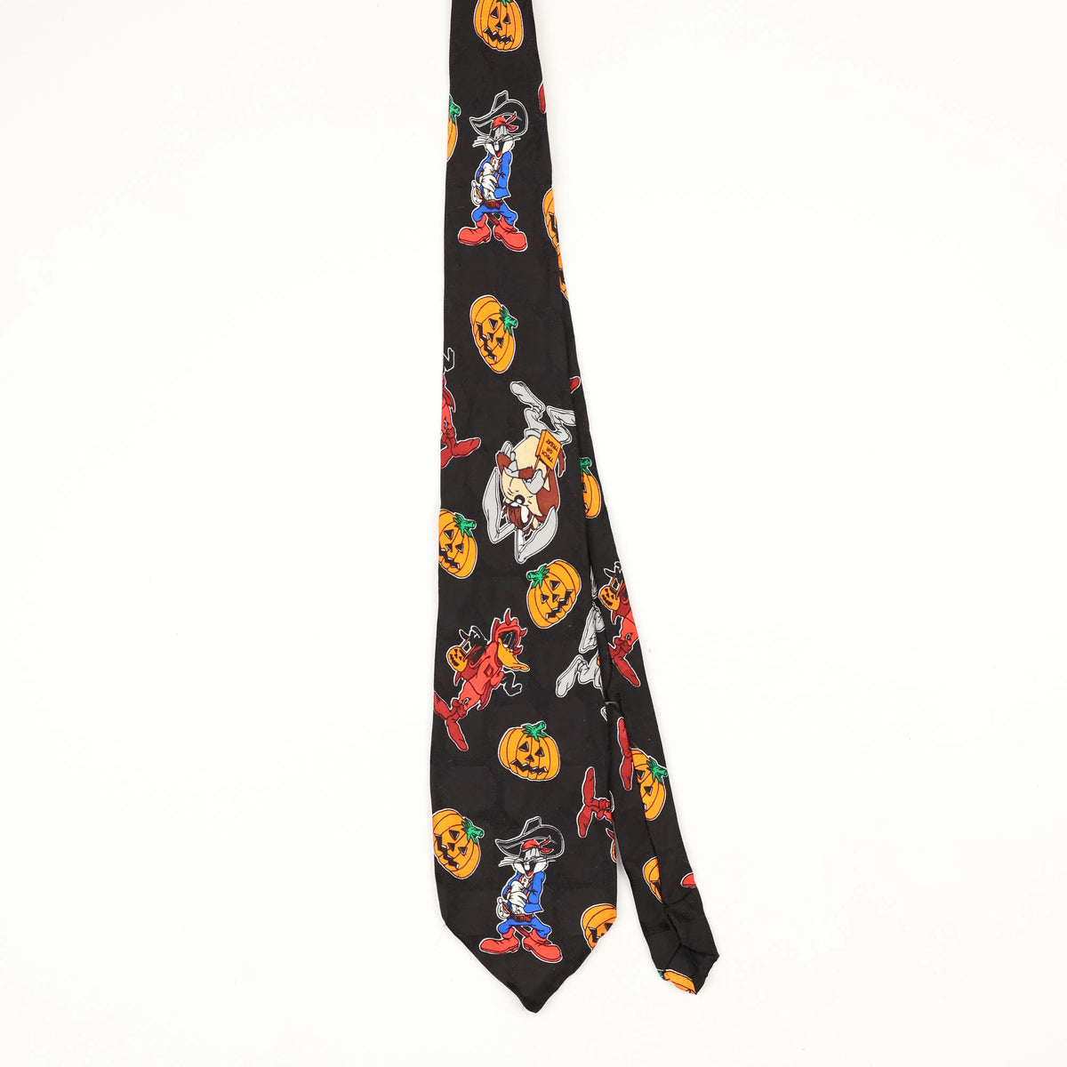 Front Front of Vintage 1990's Looney Tunes Halloween Cartoon Patterned Tie