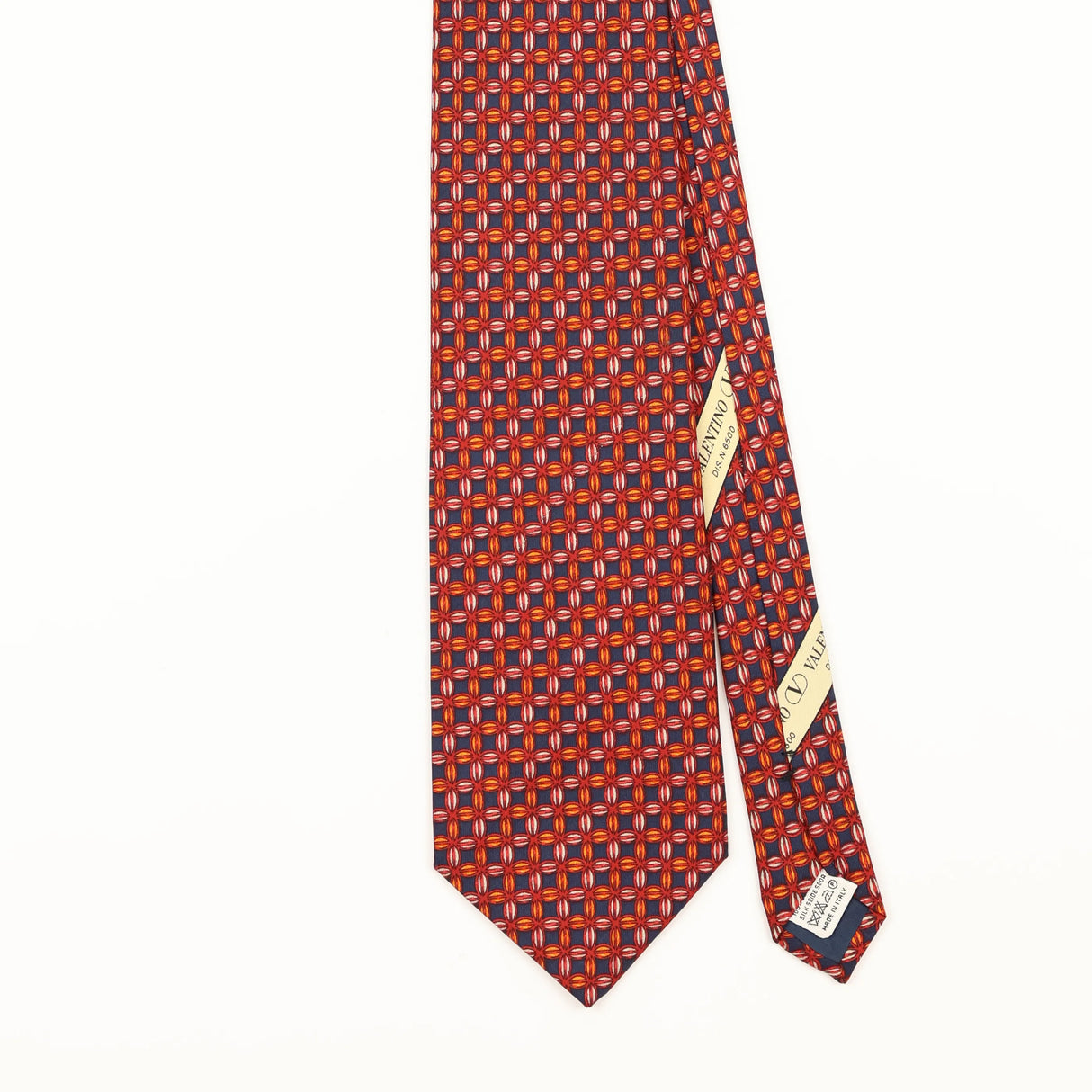 Front Detail of Vintage 1990's Valentino Geometric Patterned Tie