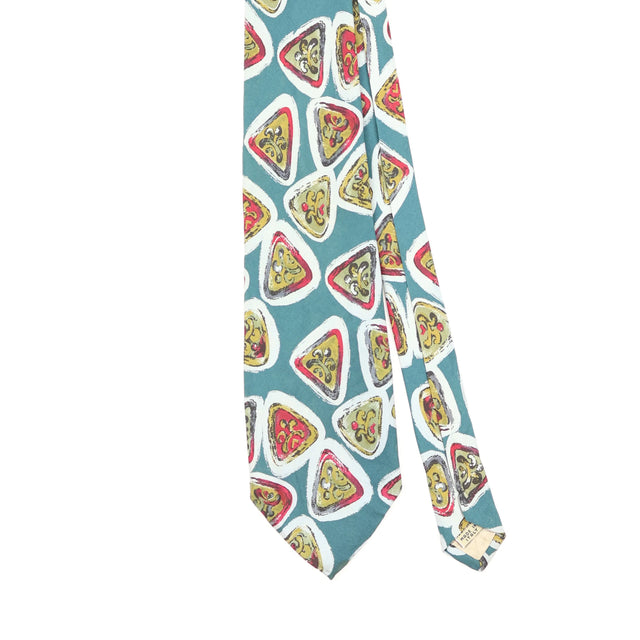Front Front Detail of Vintage 1990's Geometric Patterned Tie